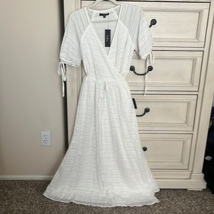 Size small Lulus white maxi wrap dress NWT